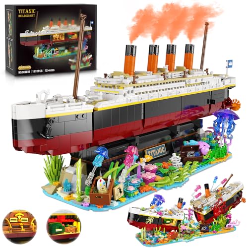 INSOON Titanic Bauspielzeug mit Licht, 2 in 1 Unterwasserwelt Titanic Schiff 3.6mm Mini Baukasten mit Qualle Oktopus, Schiff Modell Klemmbausteine Spielzeug, Geschenk für Erwachsene Jungen Mädchen 12+ INSOON Titanic Bauspielzeug mit Licht, 2 in 1 Unterwasserwelt Titanic Schiff 3.6mm Mini Baukasten mit Qualle Oktopus, Schiff Modell Klemmbausteine Spielzeug, Geschenk für Erwachsene Jungen Mädchen 12+ von INSOON