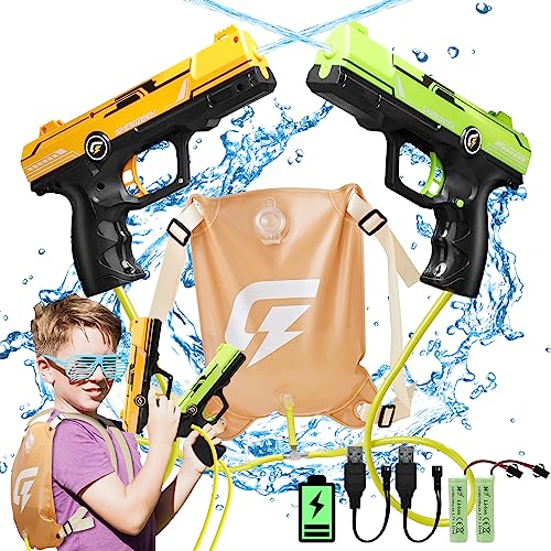 INSOON 2 Stück Elektrische Wasserpistole mit 2100CC Rucksack – Automatische Spritzpistolen für Erwachsene Kinder | Wasserpistolen mit Großer Kapazität Rucksack Verstellbaren Riemen Outdoor Spielzeug von INSOON