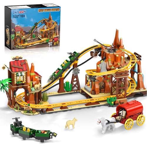 INSOON Wild West Achterbahn Bauspielzeug für Erwachsene Kinder Jungen Mädchen 8-12+ 1300 Stück von INSOON