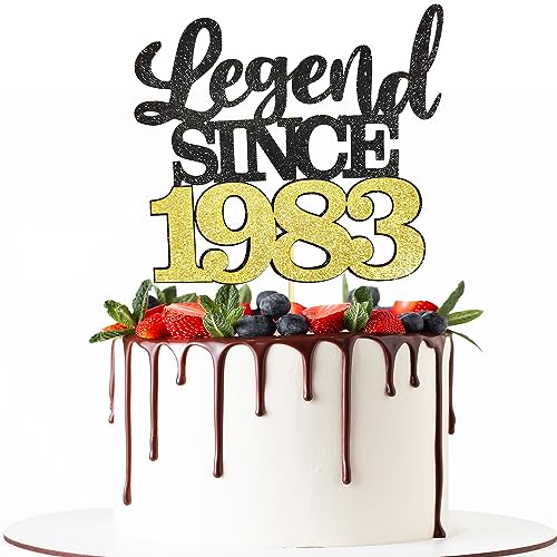 Legend Since 1983 Tortenaufsatz zum 40. Geburtstag, Tortenaufsatz, Happy Black & Golden, Kuchendekoration für vierzigjährige Männer und Frauen, Geburtstagsparty-Zubehör Legend Since 1983 Tortenaufsatz zum 40. Geburtstag, Tortenaufsatz, Happy Black & Golden, Kuchendekoration für vierzigjährige Männer und Frauen, Geburtstagsparty-Zubehör von INSPUTOL
