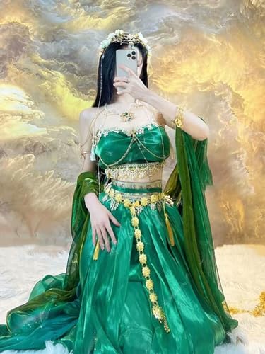 Arabische Prinzessin Cosplay Kostüme Frauen Indisches Bauchtanzkleid Hanfu Grün Set Party Cosplay Fancy Outfit von INSTR