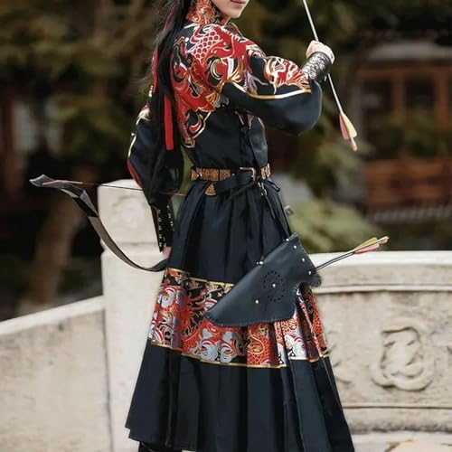 Hanfu Hanfu-Rüstungskleid für Herren und Damen, antikes chinesisches Hanfu-Rüstungskleid, Bogenschütze, Cosplay-Kostüm, Rot, Schwarz, Beige, Hanfu-Sets von INSTR