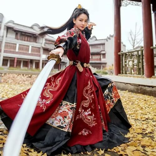 Hanfu Hanfu-Rüstungskleid für Herren und Damen, antikes chinesisches Hanfu-Rüstungskleid, Bogenschütze, Cosplay-Kostüm, Rot, Schwarz, Beige, Hanfu-Sets von INSTR