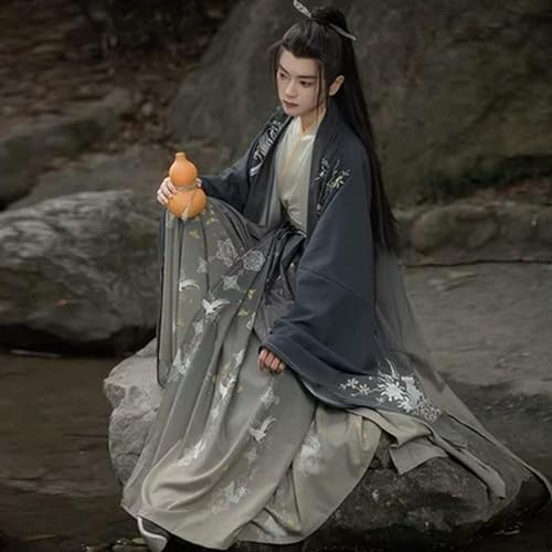 INSTR Chinesisches antikes Hanfu-Kostüm für Herren, Halloween, Bogenschützen, Cosplay, Hanfu, Farbverlauf, grünes Hemd + Rock + Mantel, Sets für Herren INSTR Chinesisches antikes Hanfu-Kostüm für Herren, Halloween, Bogenschützen, Cosplay, Hanfu, Farbverlauf, grünes Hemd + Rock + Mantel, Sets für Herren von INSTR
