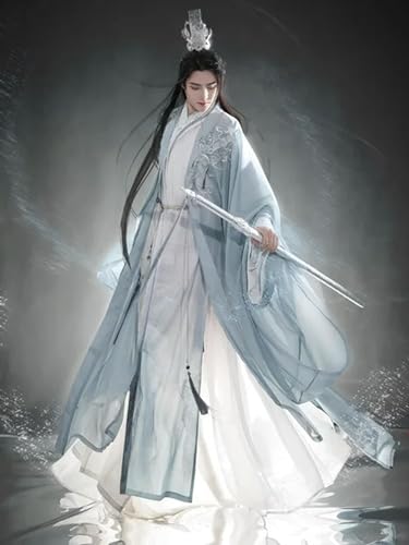 INSTR Hanfu Chinesische Song-Dynastie, moderner Stil, grün-weiß, Hanfu-Set, Herren, Halloween, Cosplay, Kostüm, Hanfu von INSTR