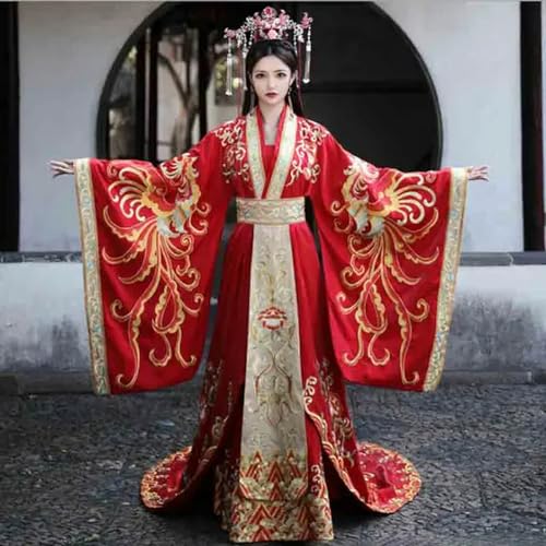 INSTR Hanfu Chinesische traditionelle Stickerei für Herren/Damen, Hochzeit, Hanfu, rotes Kleid, Paare, Cosplay-Kostüm für Paare von INSTR