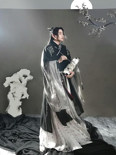 INSTR Hanfu Chinesisches traditionelles Hanfu-Kleid für Herren, Farbverlauf, schwarz, Cosplay-Kostüm, übergroßes Hanfu-Kleid von INSTR