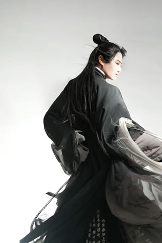 INSTR Hanfu Chinesisches traditionelles Hanfu-Kleid für Herren, Farbverlauf, schwarz, Cosplay-Kostüm, übergroßes Hanfu-Kleid von INSTR