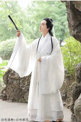 INSTR Hanfu Chinesisches traditionelles Hanfu-Kleid für Herren, weiß, Cosplay, Kostüm, Kostüm, Weiß und Blau, Hanfu-Kleid von INSTR