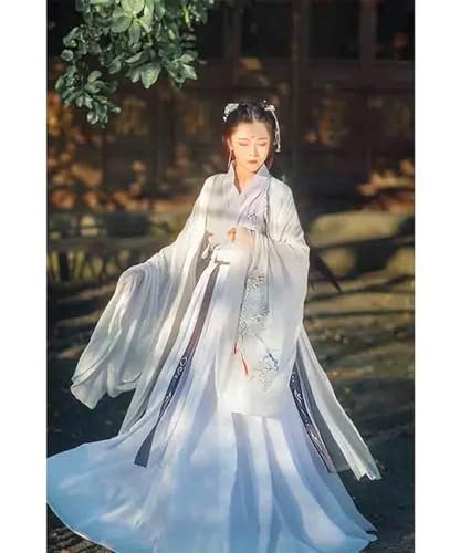 INSTR Hanfu Chinesisches traditionelles Hanfu-Kostüm für Erwachsene, Cosplay-Kostüm, für Herren, Damen, Weiß, Chiffon, Hanfu-Sets für Paare von INSTR