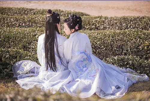 INSTR Hanfu Chinesisches traditionelles Kleid, Paare, Karneval und Halloween, Cosplay, Farbverlauf, blau-weiß, Hanfu von INSTR
