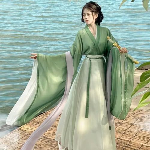 INSTR Hanfu Chinesisches traditionelles Vintage-Kleid für Damen, Karneval, Fee, Cosplay, Kostüm, grünes Hanfu-Kleid von INSTR