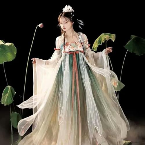INSTR Kleid für Damen, alte chinesische traditionelle Stickerei, Hanfu, weibliche Fee, Cosplay, Kostüm, Sommer, grünes Hanfu-Kleid von INSTR
