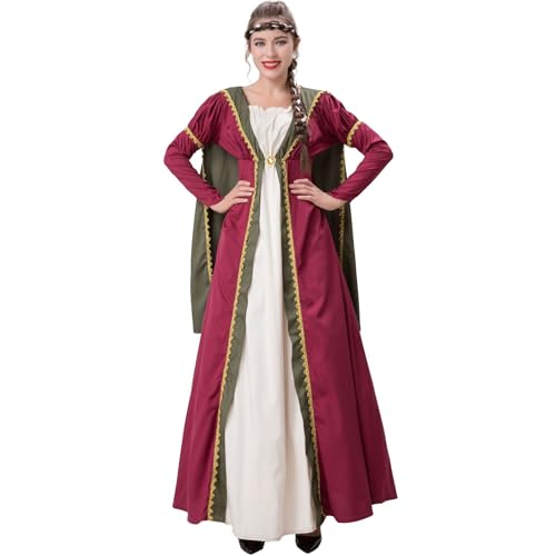 INSTR Königin Kostüm – Abendkleid mit Umhang für Rollenspiel, Hofshow und Halloween-Kostüm – Material Polyester (M) von INSTR