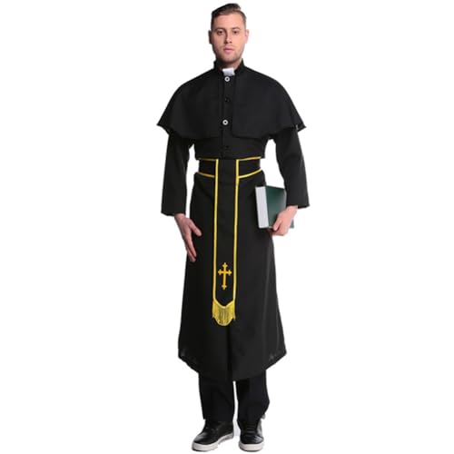 INSTR Priester und Nonne Kostüm für Halloween - Kostüm Cosplay Outfit für Mottopartys und Shows (M, Priester) von INSTR