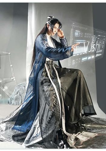 Traditionelle chinesische Hanfu-Jacke für Herren, Cosplay, Farbverlauf, blaue Hanfu-Jacke für Damen und Herren, Größe 3XL von INSTR