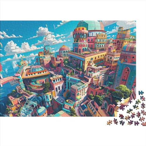 1000 Stück Cities and Towns Puzzles Für Erwachsene Impossible Puzzle 1000 Teiliges Puzzle Lernspiel Spielzeug Geschenk 1000pcs (75x50cm) von INTCHE