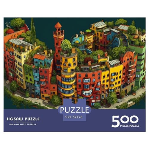 1000 Stück Cities and Towns Puzzles Für Erwachsene Impossible Puzzle 1000 Teiliges Puzzle Lernspiel Spielzeug Geschenk 500pcs (52x38cm) von INTCHE