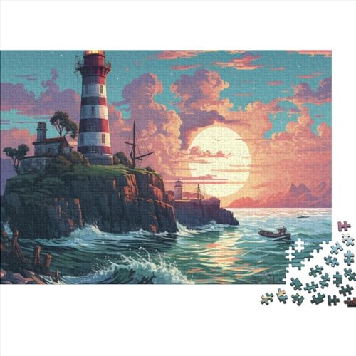 1000 Stück Coastal Lighthouses Puzzles Für Erwachsene Impossible Puzzle 1000 Teiliges Puzzle Lernspiel Spielzeug Geschenk 300pcs (40x28cm) von INTCHE