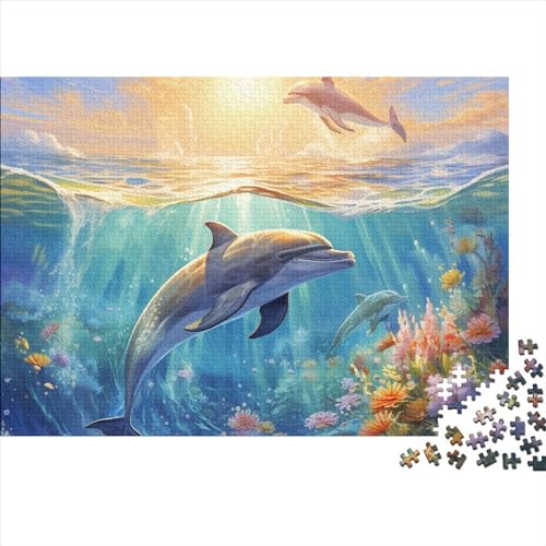 1000 Stück Dolphins (999) Puzzles Für Erwachsene Impossible Puzzle 1000 Teiliges Puzzle Lernspiel Spielzeug Geschenk 1000pcs (75x50cm) von INTCHE