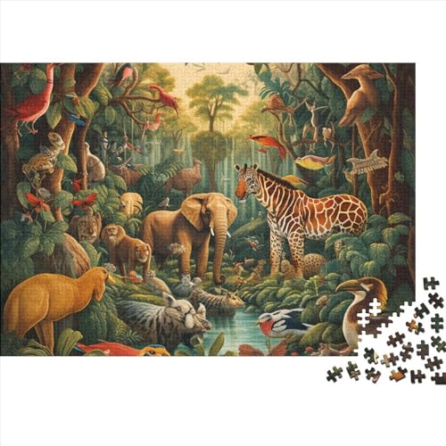 1000 Stück Jungle Animals Puzzles Für Erwachsene Impossible Puzzle 1000 Teiliges Puzzle Lernspiel Spielzeug Geschenk 1000pcs (75x50cm) von INTCHE