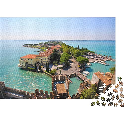 1000 Stück Lake Garda Puzzles Für Erwachsene Impossible Puzzle 1000 Teiliges Puzzle Lernspiel Spielzeug Geschenk 1000pcs (75x50cm) von INTCHE