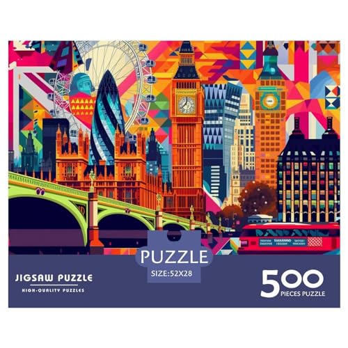 1000 Stück London Bridge Puzzles Für Erwachsene Impossible Puzzle 1000 Teiliges Puzzle Lernspiel Spielzeug Geschenk 500pcs (52x38cm) von INTCHE