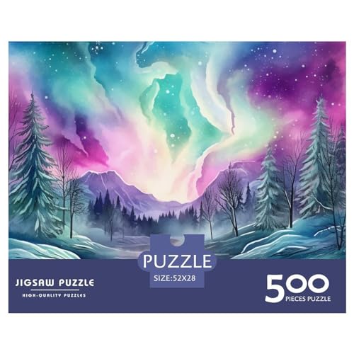 1000 Stück Northern Lights in Norway Puzzles Für Erwachsene Impossible Puzzle 1000 Teiliges Puzzle Lernspiel Spielzeug Geschenk 500pcs (52x38cm) von INTCHE