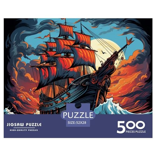 1000 Stück Sailboat Ship Puzzles Für Erwachsene Impossible Puzzle 1000 Teiliges Puzzle Lernspiel Spielzeug Geschenk 500pcs (52x38cm) von INTCHE