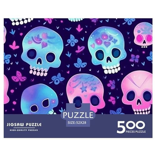 1000 Stück Skull Puzzles Für Erwachsene Impossible Puzzle 1000 Teiliges Puzzle Lernspiel Spielzeug Geschenk 500pcs (52x38cm) von INTCHE