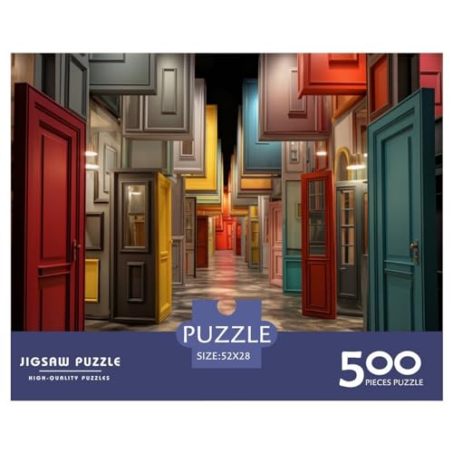 1000 Stück Strange Coloured Doors Puzzles Für Erwachsene Impossible Puzzle 1000 Teiliges Puzzle Lernspiel Spielzeug Geschenk 500pcs (52x38cm) von INTCHE