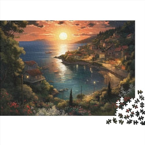 1000 Stück Sunset Over The Harbour Puzzles Für Erwachsene Impossible Puzzle 1000 Teiliges Puzzle Lernspiel Spielzeug Geschenk 1000pcs (75x50cm) von INTCHE