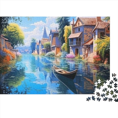 1000 Stück Venice Canal View Puzzles Für Erwachsene Impossible Puzzle 1000 Teiliges Puzzle Lernspiel Spielzeug Geschenk 1000pcs (75x50cm) von INTCHE