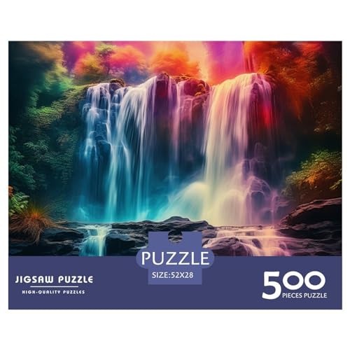 1000 Stück Waterfall Puzzles Für Erwachsene Impossible Puzzle 1000 Teiliges Puzzle Lernspiel Spielzeug Geschenk 500pcs (52x38cm) von INTCHE