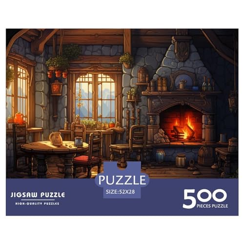Cosy Cottage Puzzle 1000 Teile Erwachsene Puzzle DIY Jigsaw Puzzle Holzpuzzle Für Die Ganze Familie Intellektuelles Herausforderungsspiel 500pcs (52x38cm) von INTCHE