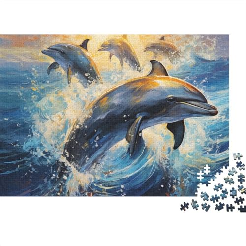 Dolphins Puzzle 1000 Teile Erwachsene Puzzle DIY Jigsaw Puzzle Holzpuzzle Für Die Ganze Familie Intellektuelles Herausforderungsspiel 1000pcs (75x50cm) von INTCHE