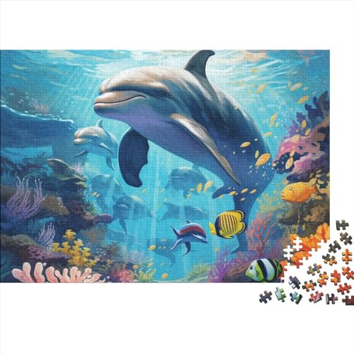 Dolphins Puzzle 1000 Teile Erwachsenenpuzzle Puzzle Holzpuzzle Geschicklichkeitsspiel Für Die Ganze Familie Intellektuelles 1000pcs (75x50cm) von INTCHE