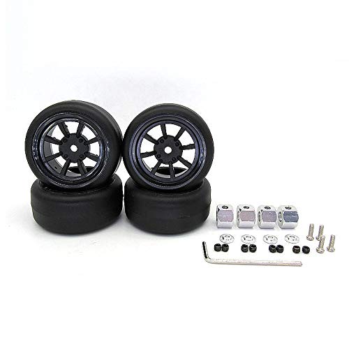 INTCHE Drift Tire Reifen Rad mit 5 Mm Bis 12 Mm Rad Nabe Sechskant Adapter Upgrade ZubehöR für D12 1/10 RC Truck Auto Teile, A von INTCHE