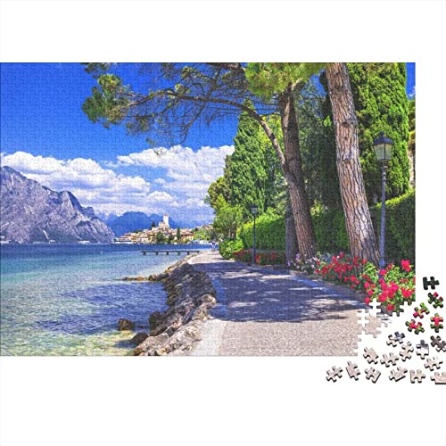 Lake Garda Puzzle 1000 Teile Erwachsene Puzzle DIY Jigsaw Puzzle Holzpuzzle Für Die Ganze Familie Intellektuelles Herausforderungsspiel 1000pcs (75x50cm) von INTCHE