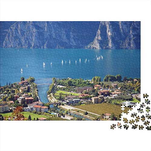 Lake Garda Puzzle 1000 Teile Erwachsenenpuzzle Puzzle Holzpuzzle Geschicklichkeitsspiel Für Die Ganze Familie Intellektuelles 300pcs (40x28cm) von INTCHE