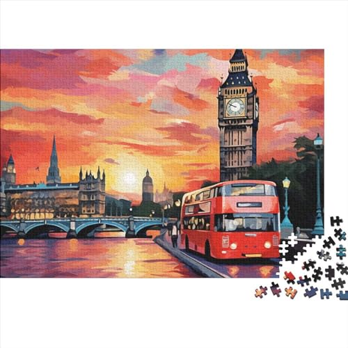 London Cityscape Puzzle 1000 Teile Erwachsenenpuzzle Puzzle Holzpuzzle Geschicklichkeitsspiel Für Die Ganze Familie Intellektuelles 1000pcs (75x50cm) von INTCHE