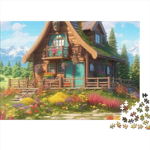 Mountain Village Cottage Puzzle 1000 Impossible Teile Puzzle Für Erwachsene Puzzle DIY Holzpuzzle Geschicklichkeitsspiel Für Die Ganze Familie 1000pcs (75x50cm) von INTCHE