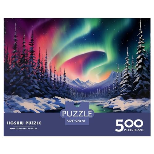 Northern Lights in Norway Puzzle 1000 Teile Erwachsenenpuzzle Puzzle Holzpuzzle Geschicklichkeitsspiel Für Die Ganze Familie Intellektuelles 500pcs (52x38cm) von INTCHE