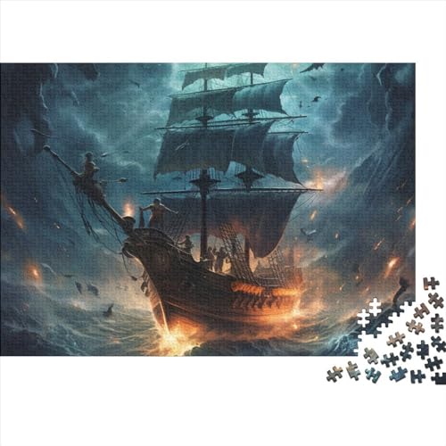 Pirate Ship Puzzle 1000 Teile Erwachsenenpuzzle Puzzle Holzpuzzle Geschicklichkeitsspiel Für Die Ganze Familie Intellektuelles 1000pcs (75x50cm) von INTCHE