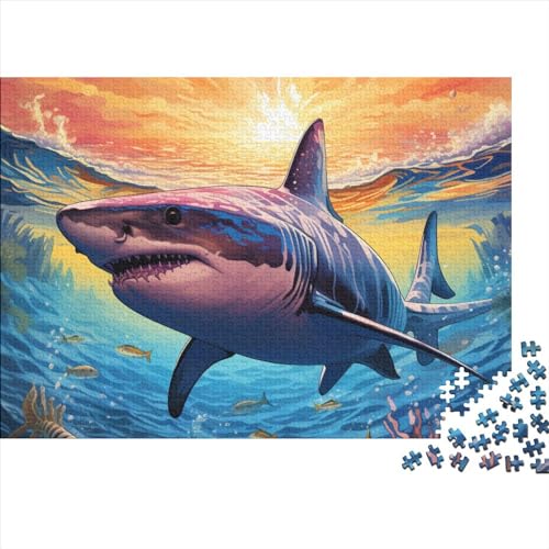 Sharks Puzzle 1000 Teile ErwachsenePuzzle Impossible Puzzle DIY Puzzle Geschicklichkeitsspiel Für Die Ganze Familie 1000pcs (75x50cm) von INTCHE