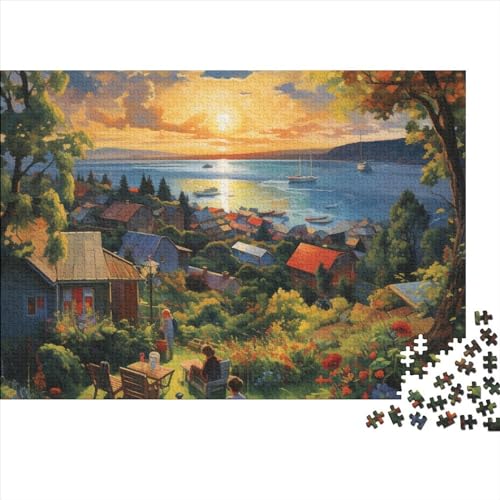 Sunset Over The Harbour Puzzle 1000 Teile Erwachsene Puzzle DIY Jigsaw Puzzle Holzpuzzle Für Die Ganze Familie Intellektuelles Herausforderungsspiel 300pcs (40x28cm) von INTCHE