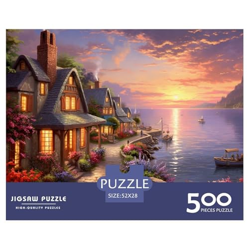 Sunset Over The Harbour Puzzle 1000 Teile Erwachsenenpuzzle Puzzle Holzpuzzle Geschicklichkeitsspiel Für Die Ganze Familie Intellektuelles 500pcs (52x38cm) von INTCHE