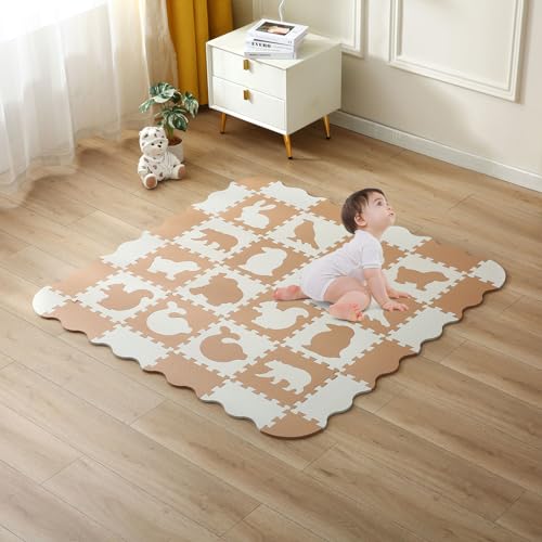 INTOMENG Puzzlematte Baby Play Mat for Floor Interlocking Eva Foam Puzzle Mat Krabbeldecke FüR Baby Tiermuster drucken Krabbelmatte rutschfest 142×142×1cm, Khaki Modell 08 INTOMENG Puzzlematte Baby Play Mat for Floor Interlocking Eva Foam Puzzle Mat Krabbeldecke FüR Baby Tiermuster drucken Krabbelmatte rutschfest 142×142×1cm, Khaki Modell 08 von INTOMENG