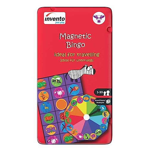 INVENTO just Play - Magnetspiel in handlicher Metalldose ab 2 Spieler zuhause und unterwegs Spieleklassiker ideal als Reisespiel oder Geschenk für Kinder ab 4 Jahre (Tier Bingo) von Invento