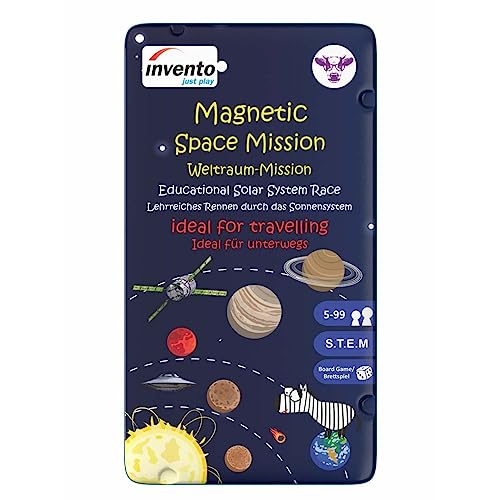 INVENTO just Play - Magnetspiel Weltraum-Mission in handlicher Metalldose für 2-4 Spieler, für zuhause und unterwegs, Spieleklassiker, ideal als Reisespiel oder Geschenk, magnetisch, ab 5 Jahre von INVENTO